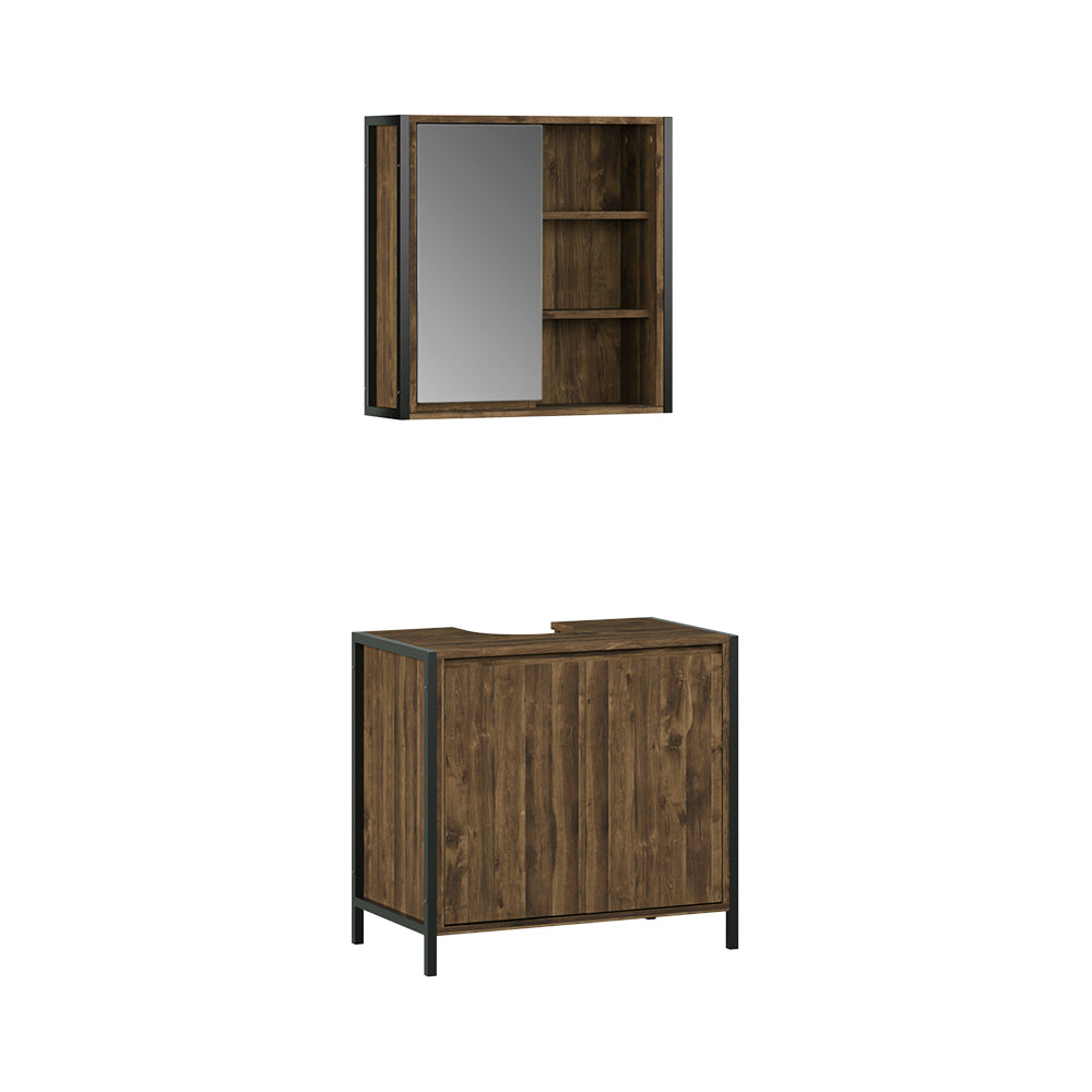 Vicco Set di mobili da bagno Quercia/nero 2 parti