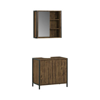 Vicco Set di mobili da bagno Quercia/nero 2 parti