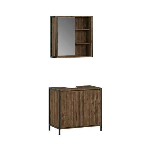 Vicco Set di mobili da bagno Quercia/nero 2 parti