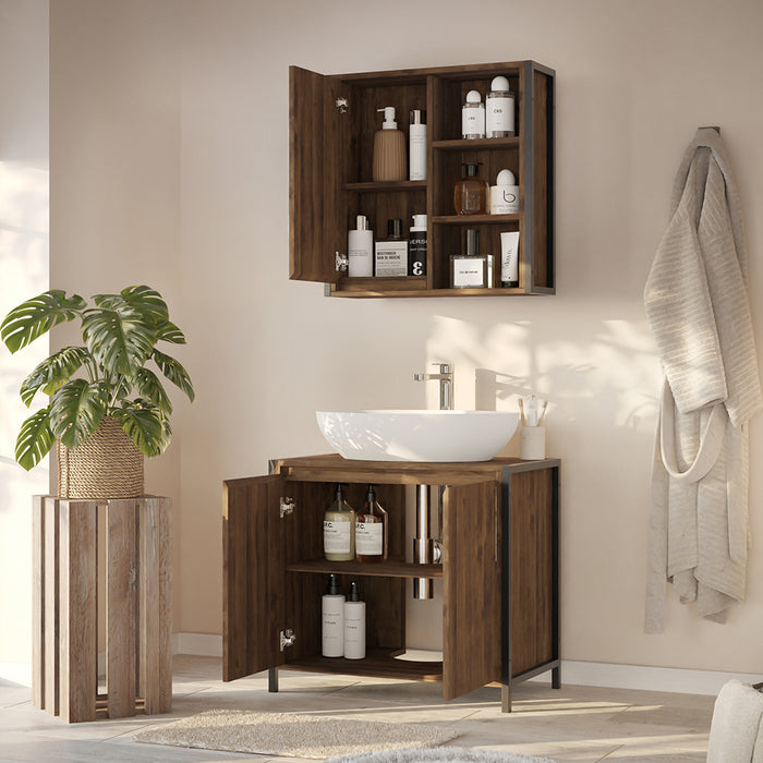 Vicco Set di mobili da bagno Quercia/nero 2 parti