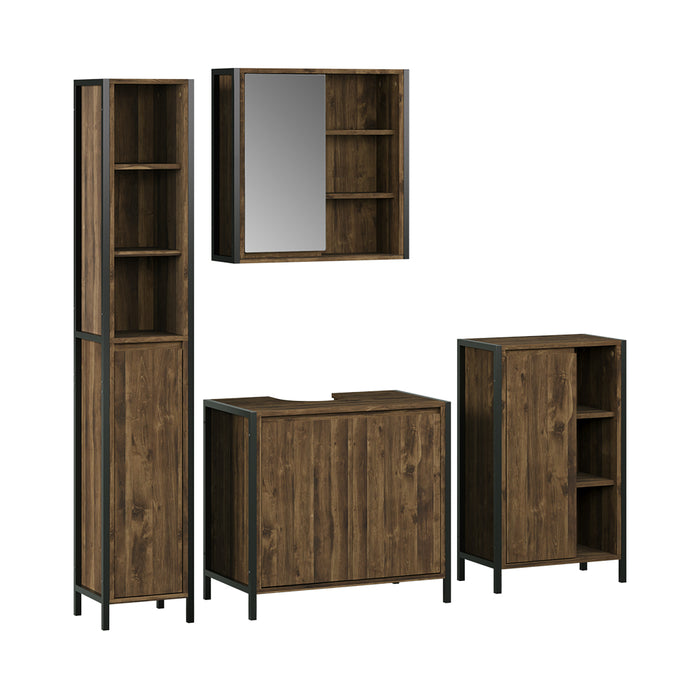 Vicco Set di mobili da bagno Quercia/nero 4 parti