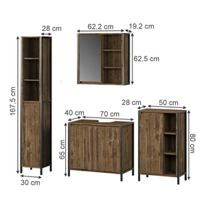 Vicco Set di mobili da bagno Quercia/nero 4 parti