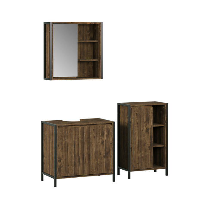 Vicco Set di mobili da bagno Quercia/nero 3 parti