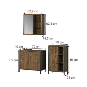 Vicco Set di mobili da bagno Quercia/nero 3 parti