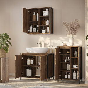 Vicco Set di mobili da bagno Quercia/nero 3 parti