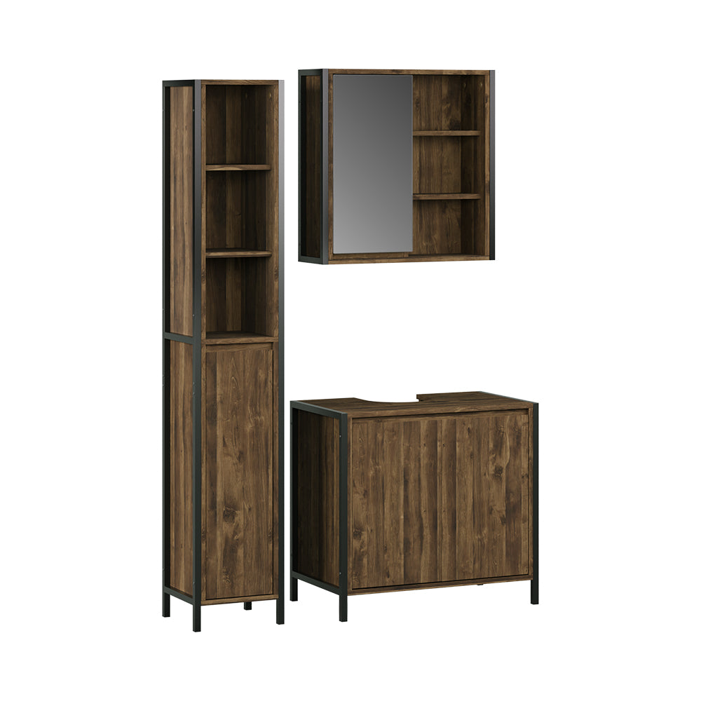 Vicco Set di mobili da bagno Quercia/nero 3 parti