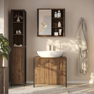 Vicco Set di mobili da bagno Quercia/nero 3 parti