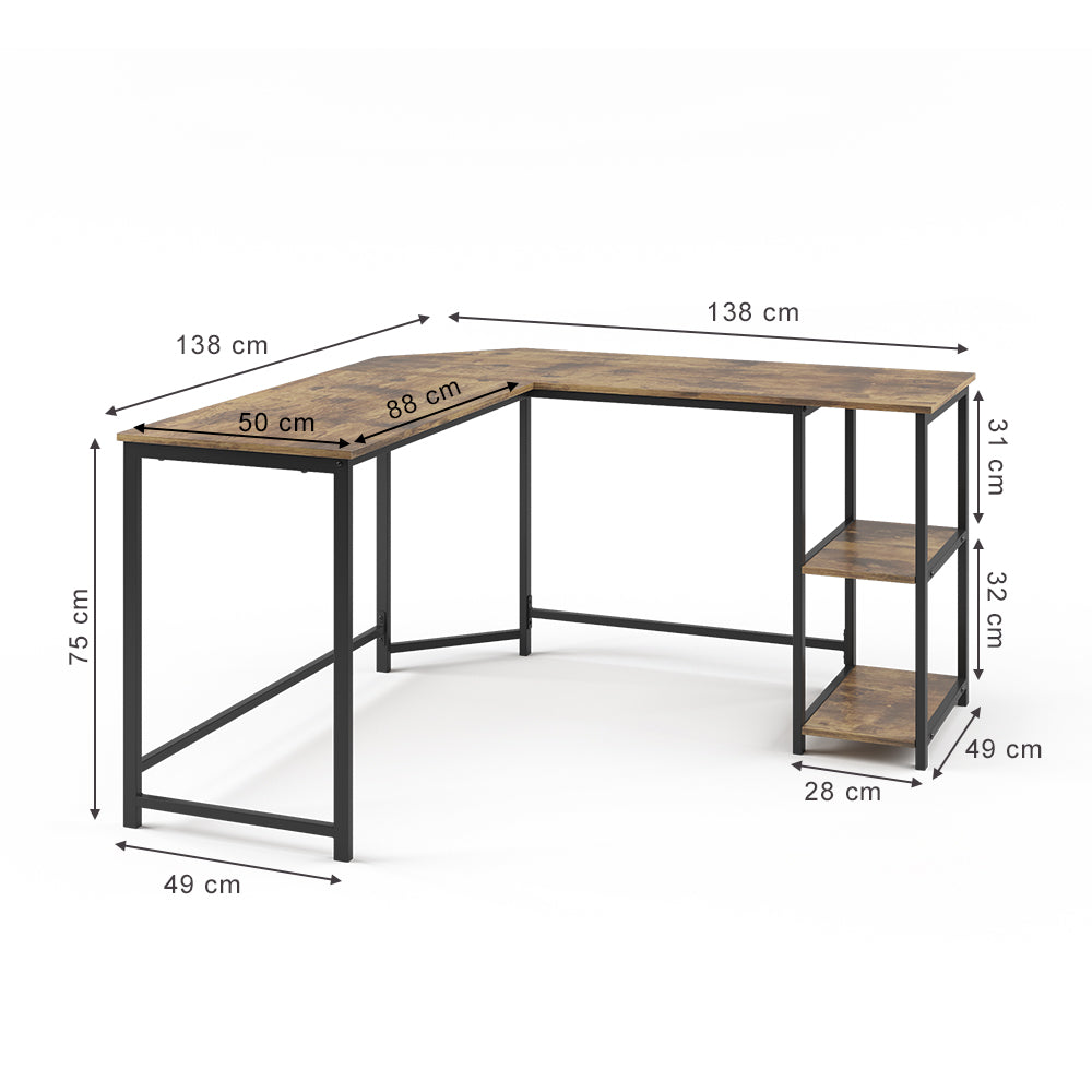 Vicco Scrivania ad angolo Legno antico 138 x 50 cm