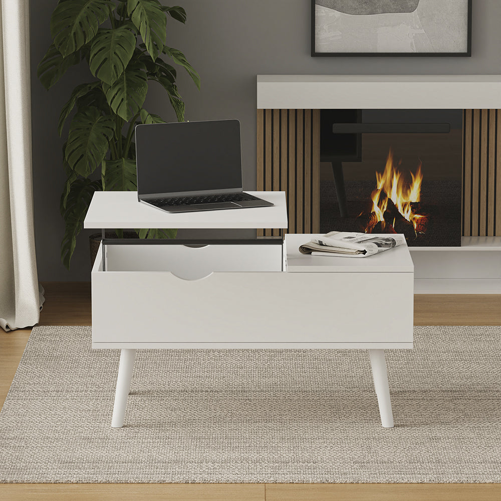 Vicco tavolino soggiorno Bianco 76 x 45 cm con funzione di sollevamento