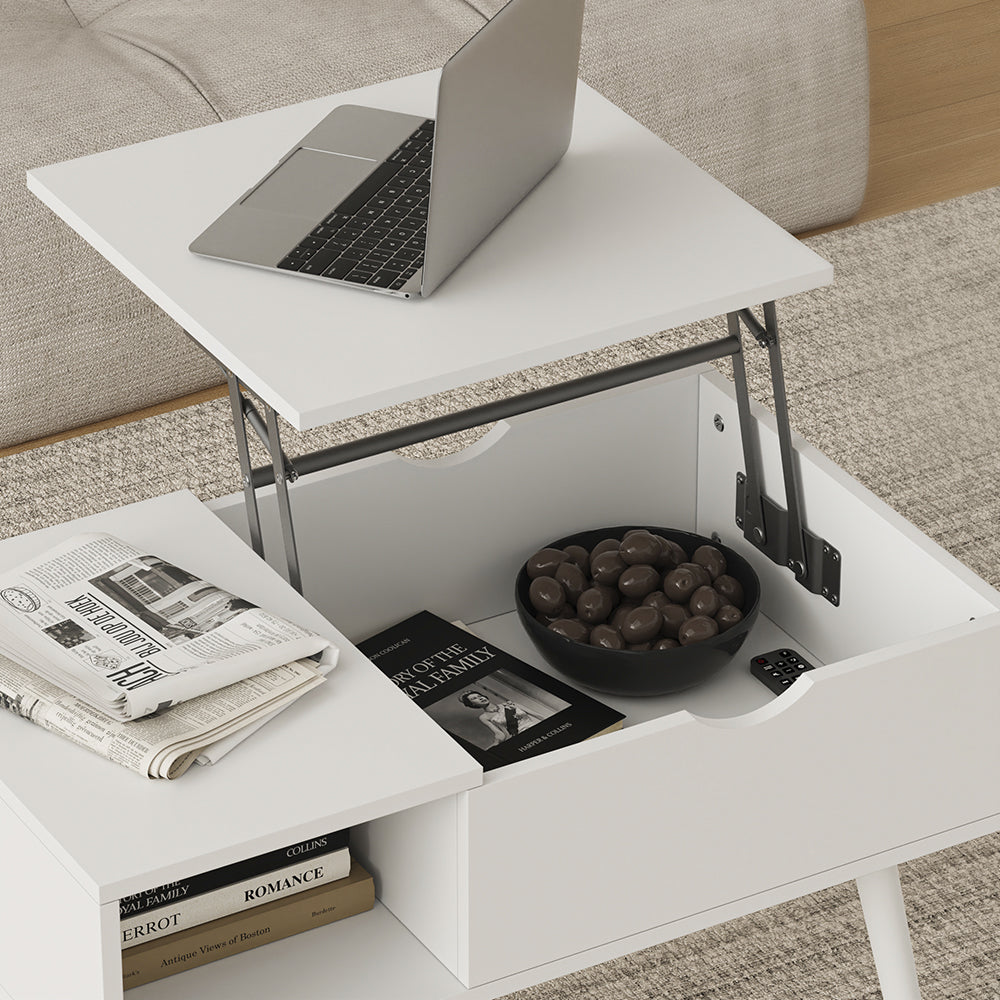 Vicco tavolino soggiorno Bianco 76 x 45 cm con funzione di sollevamento