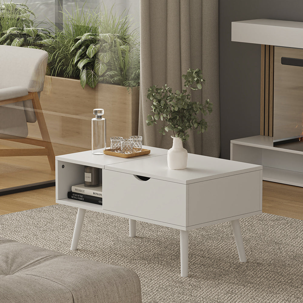 Vicco tavolino soggiorno Bianco 76 x 45 cm con funzione di sollevamento