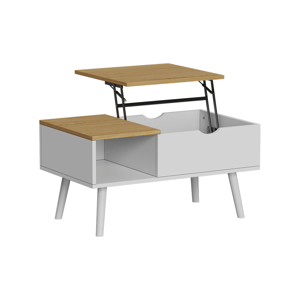 Vicco tavolino soggiorno Bianco/quercia 76 x 45 cm con funzione di sollevamento