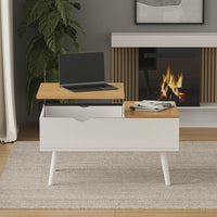 Vicco tavolino soggiorno Bianco/quercia 76 x 45 cm con funzione di sollevamento