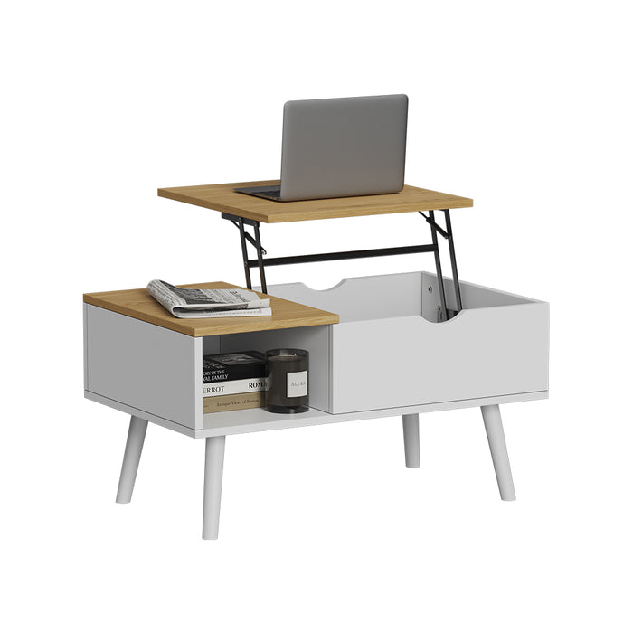 Vicco tavolino soggiorno Bianco/quercia 76 x 45 cm con funzione di sollevamento