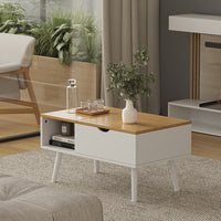 Vicco tavolino soggiorno Bianco/quercia 76 x 45 cm con funzione di sollevamento