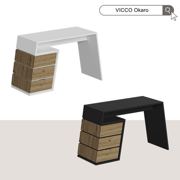 Vicco Scrivania Bianco/quercia 105 x 50 cm con 3 cassetti