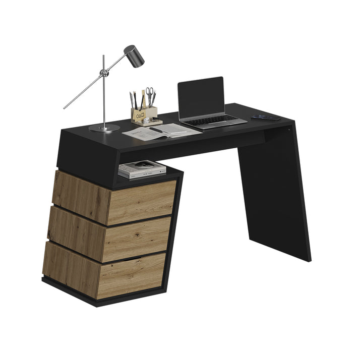 Vicco Scrivania Antracite/quercia 105 x 50 cm con 3 cassetti