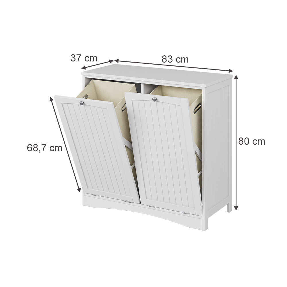 Vicco armadietto da bagno con portabiancheria Bianco 83 x 80 cm con 2 cesti per la biancheria
