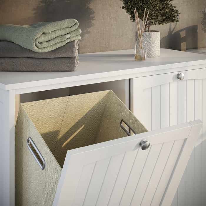 Vicco armadietto da bagno con portabiancheria Bianco 83 x 80 cm con 2 cesti per la biancheria