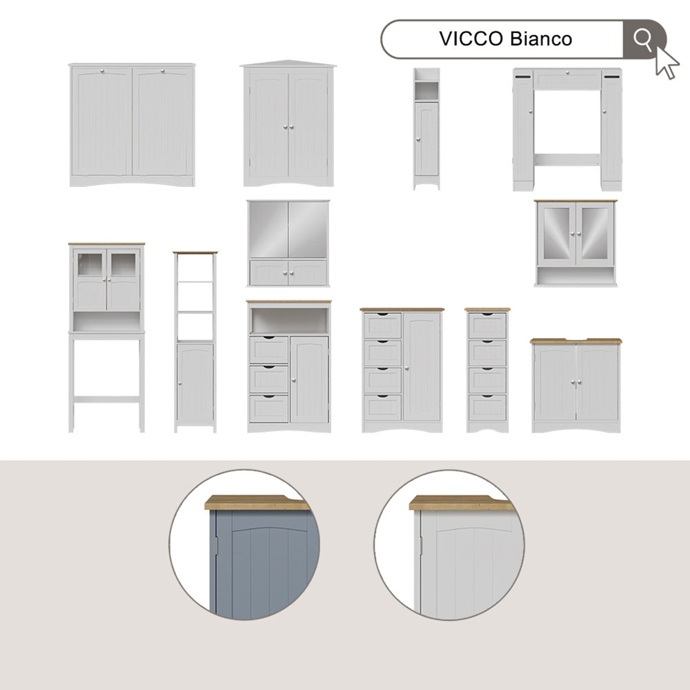 Vicco armadietto da bagno con portabiancheria Bianco 83 x 80 cm con 2 cesti per la biancheria