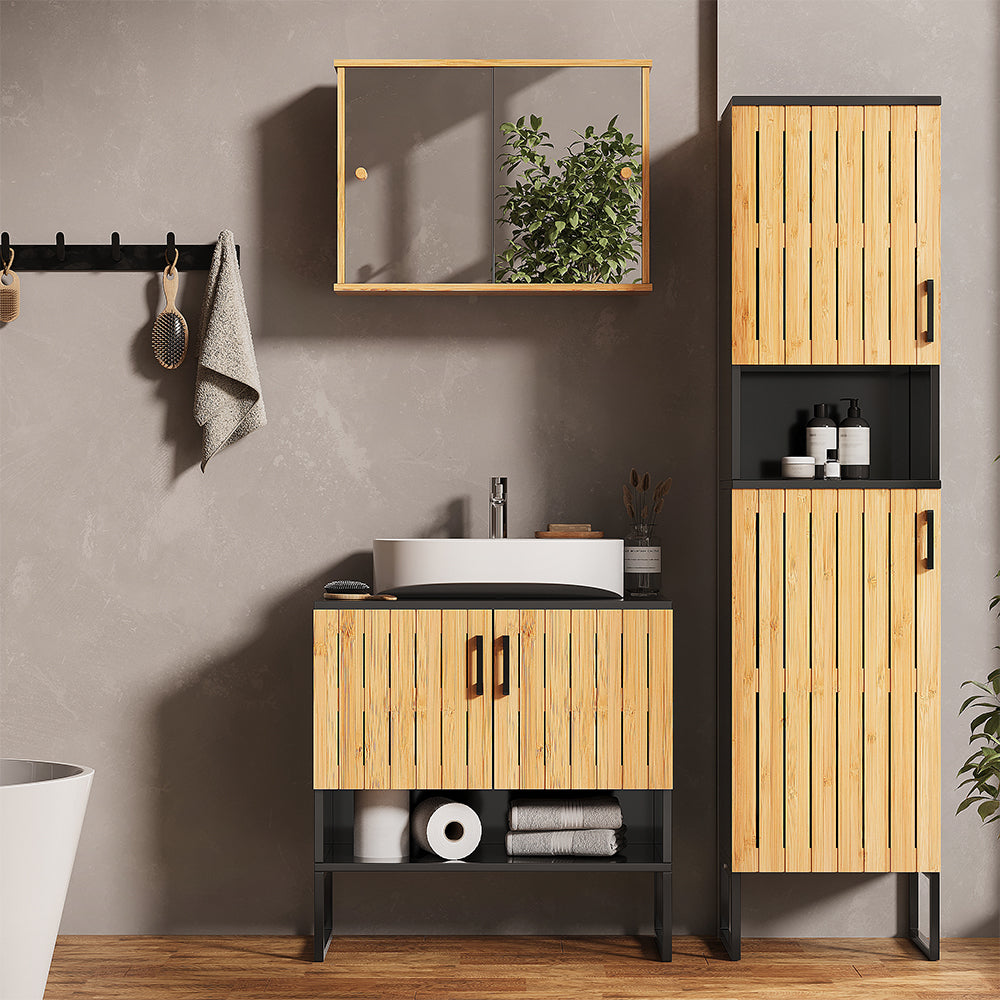 Vicco Set di mobili da bagno Bambù 3 parti