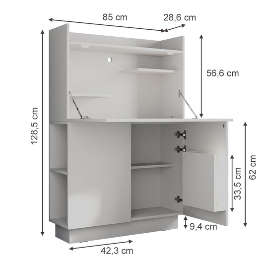 Vicco Scrivania per segretaria Bianco 85 x 27 cm