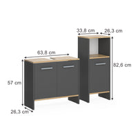 Vicco Set di mobili da bagno Antracite/quercia dorata 2 parti