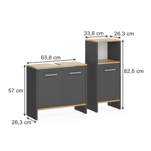 Vicco Set di mobili da bagno Antracite/quercia dorata 2 parti