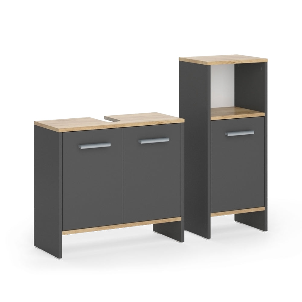 Vicco Set di mobili da bagno Antracite/quercia dorata 2 parti
