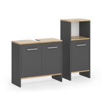 Vicco Set di mobili da bagno Antracite/quercia dorata 2 parti
