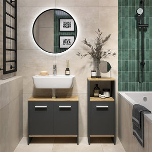 Vicco Set di mobili da bagno Antracite/quercia dorata 2 parti