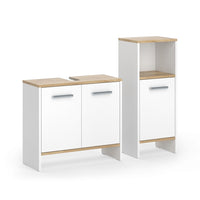 Vicco Set di mobili da bagno Rovere bianco/dorato 2 parti