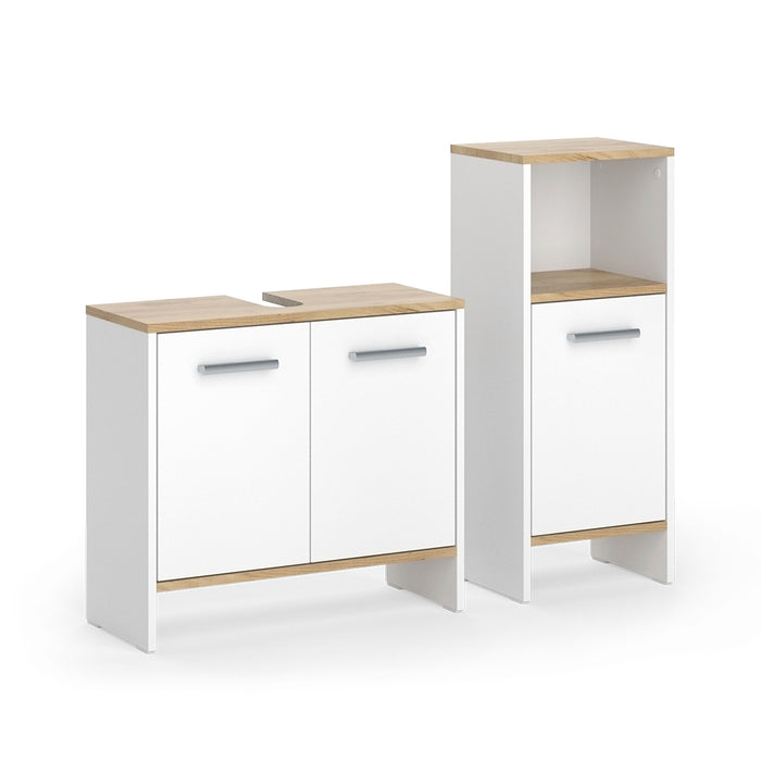 Vicco Set di mobili da bagno Rovere bianco/dorato 2 parti