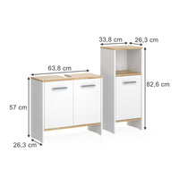 Vicco Set di mobili da bagno Rovere bianco/dorato 2 parti