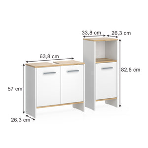 Vicco Set di mobili da bagno Rovere bianco/dorato 2 parti