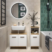 Vicco Set di mobili da bagno Rovere bianco/dorato 2 parti