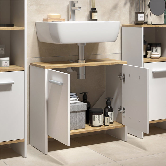 Vicco Set di mobili da bagno Rovere bianco/dorato 2 parti