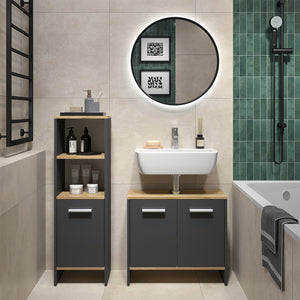 Vicco Set di mobili da bagno Antracite/quercia dorata 2 parti