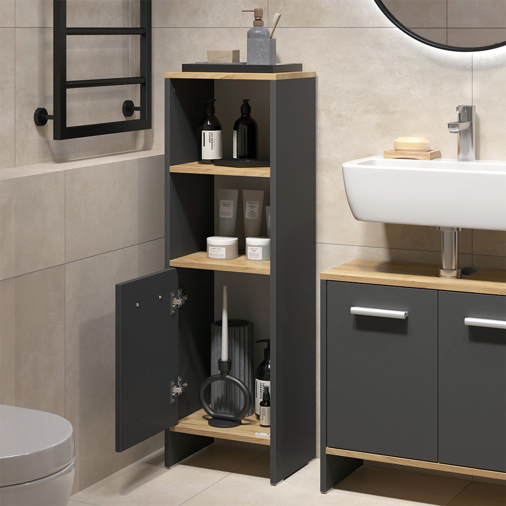 Vicco Set di mobili da bagno Antracite/quercia dorata 2 parti