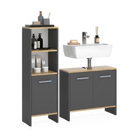 Vicco Set di mobili da bagno Antracite/quercia dorata 2 parti