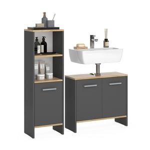 Vicco Set di mobili da bagno Antracite/quercia dorata 2 parti