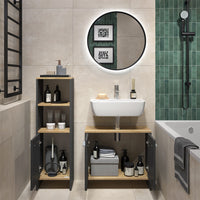 Vicco Set di mobili da bagno Antracite/quercia dorata 2 parti