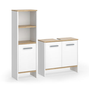 Vicco Set di mobili da bagno Rovere bianco/dorato 2 parti