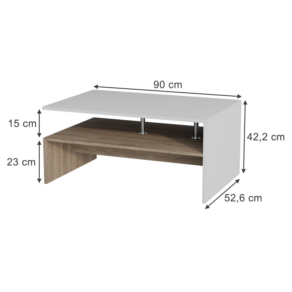 Vicco Tavolino da salotto Bianco/Sonoma 90 x 52.6 cm
