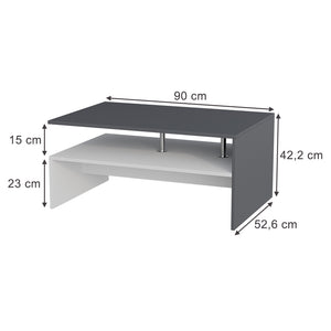 Vicco Tavolino da salotto Antracite/bianco 90 x 52.6 cm