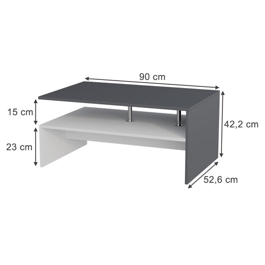 Vicco Tavolino da salotto Antracite/bianco 90 x 52.6 cm