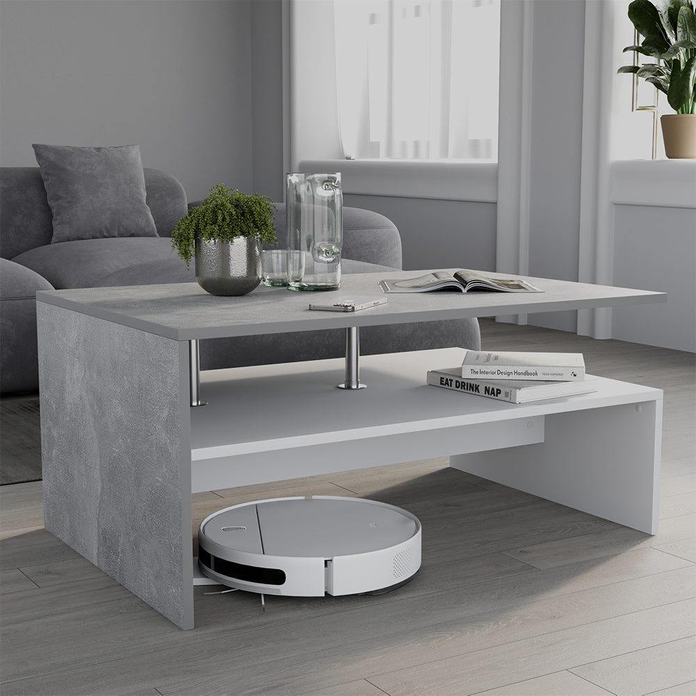 Vicco Tavolino da salotto Cemento/Bianco 90 x 52.6 cm