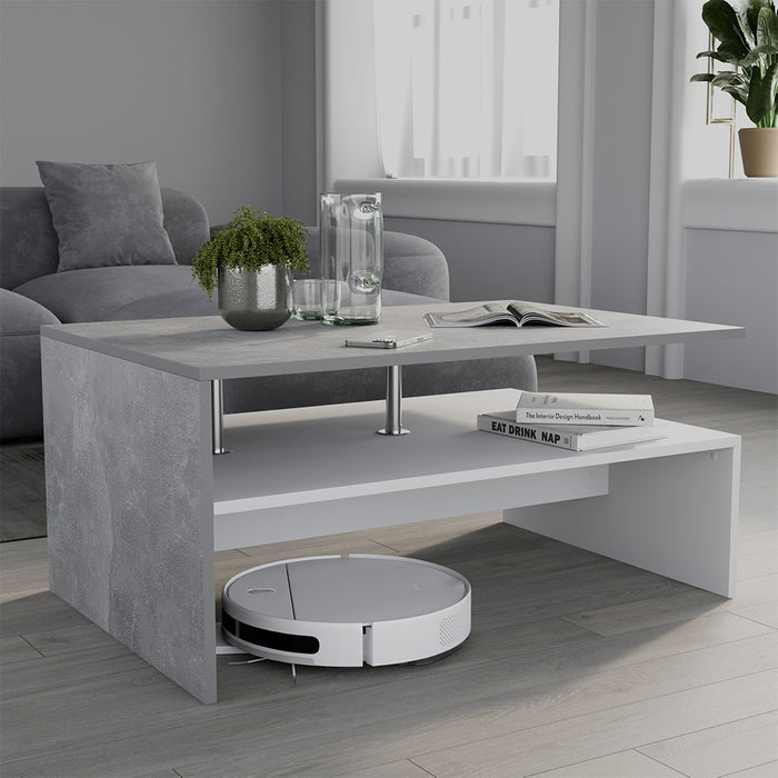 Vicco Tavolino da salotto Cemento/Bianco 90 x 52.6 cm