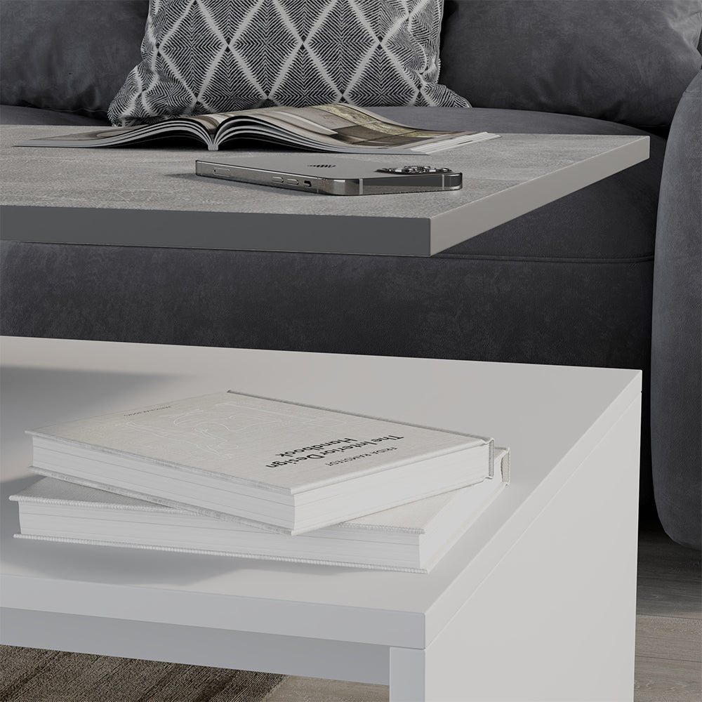 Vicco Tavolino da salotto Cemento/Bianco 90 x 52.6 cm