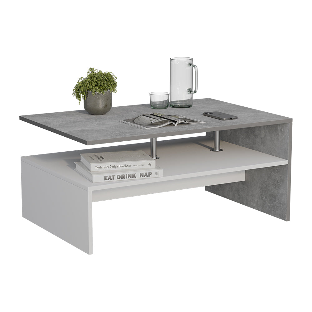 Vicco Tavolino da salotto Cemento/Bianco 90 x 52.6 cm